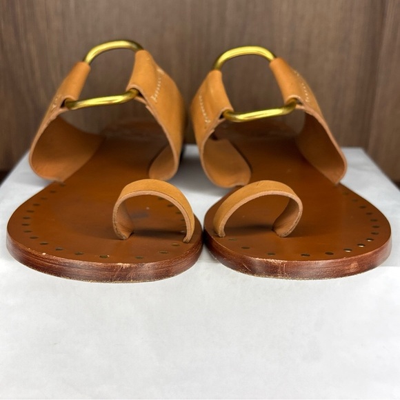 Tory Burch Tan Toe-Ring Sandals with Gold Accent - Picture 8 of 9